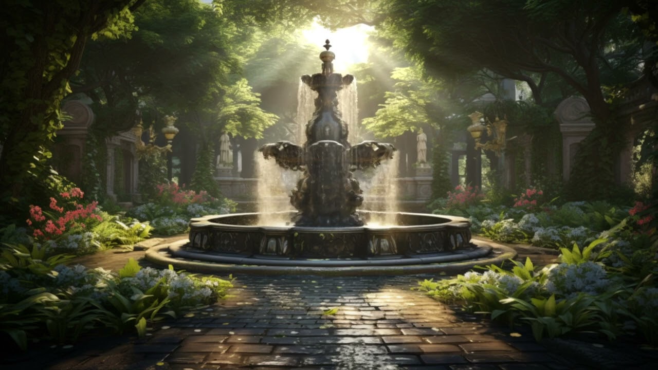 Sun Ray Fountain Ambience, Trickling water, and nature Ambience
