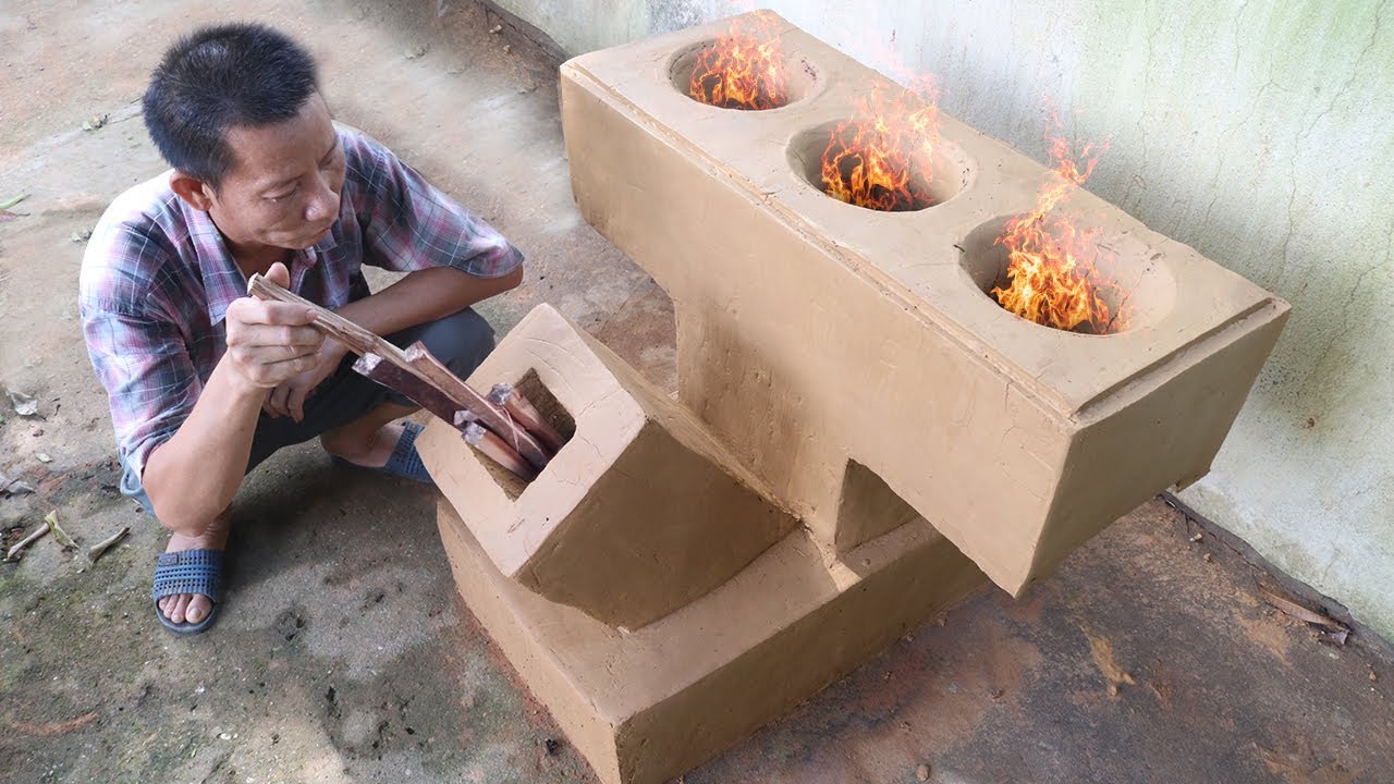 Buid A Rocket Stove With Clay And Bricks - Construction Idea