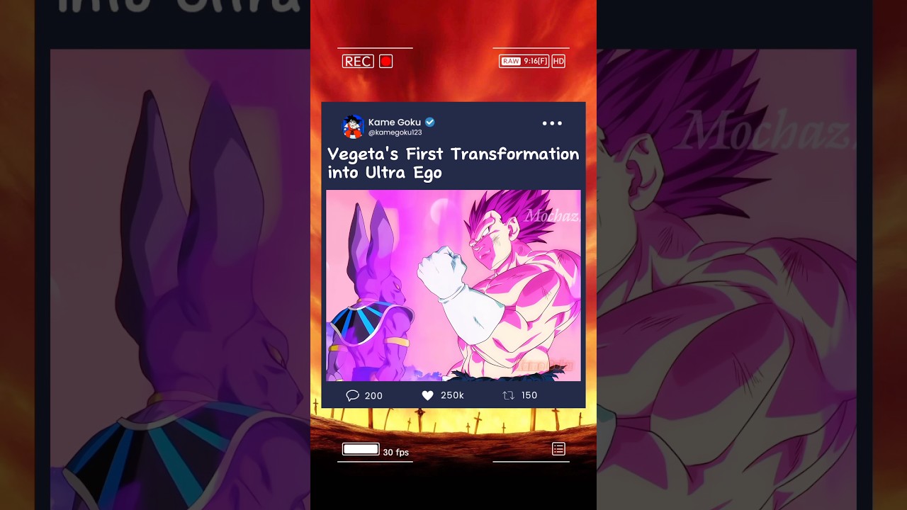 Vegeta's First Transformation into Ultra Ego #dragonball