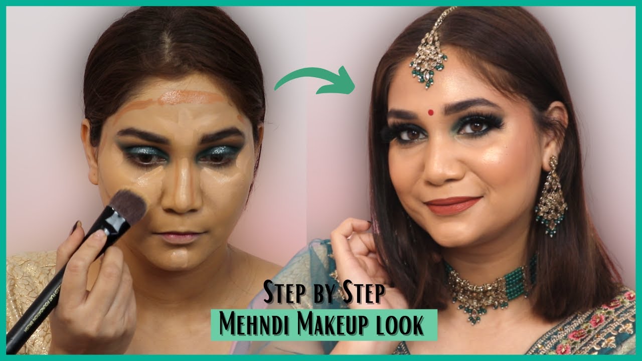 Bridal Makeup for Mehndi/Sangeet | Indian wedding Makeup for Green Saree/Lehenga