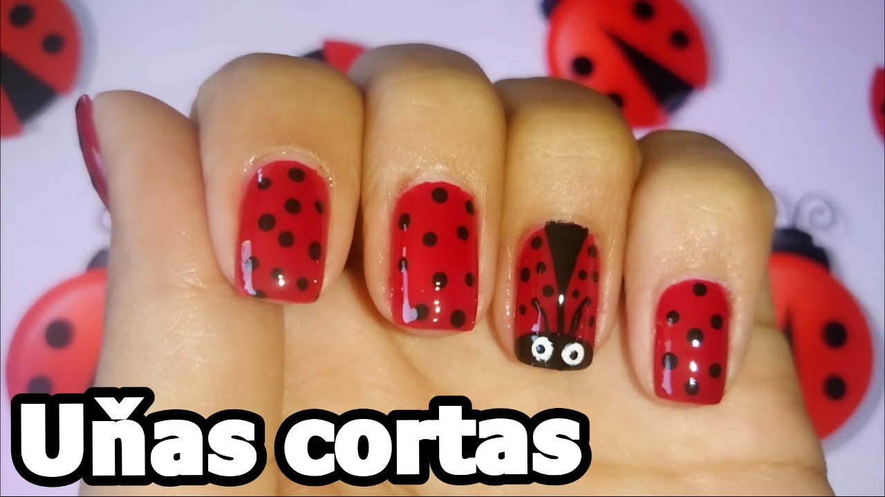 DECORACION DE UÑAS CORTAS FÁCIL (MARIQUITAS) ♥♥♥ EASY NAIL ART FOR SHORT NAILS ♥♥♥ Andy Lo