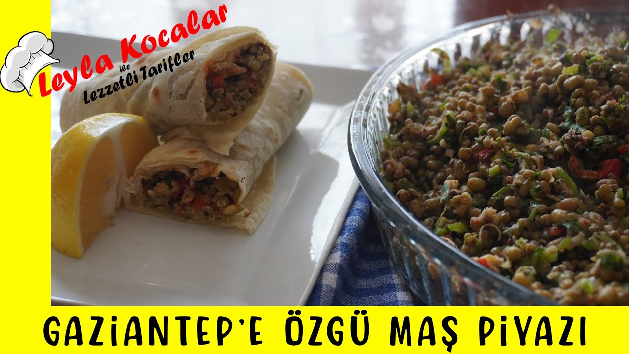 Gaziantep'e Özgü ''MAŞ PİYAZI'' tarifi. Tavada Bazlama yapımı. Maş Piyazı ve Bazlama dürümü.