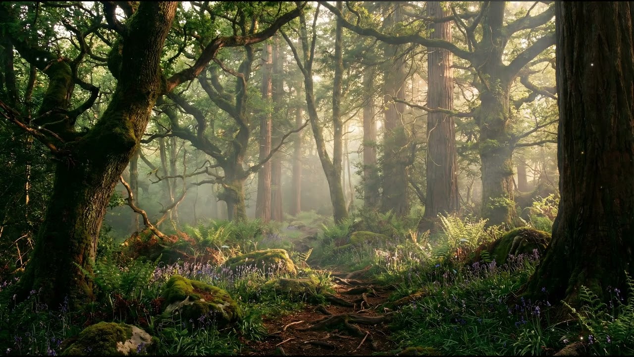 The Enchanted Forest Path — A Timeless Golden Hour | Calm Fantasy Ambience for Relaxation