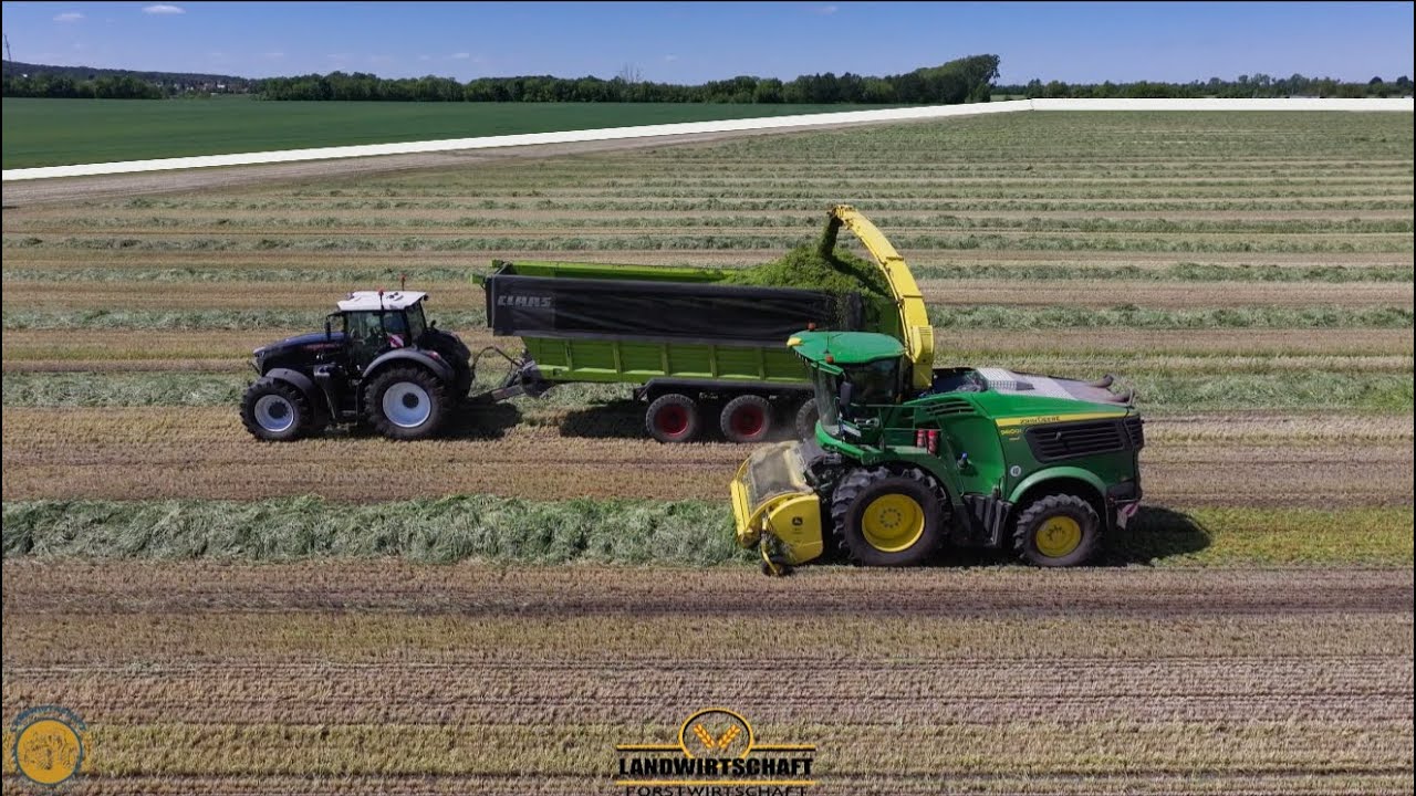 H&auml;ckseln lohnt mehr als Dreschen! 80ha Gerste f&uuml;r die Biogasanlage John Deere 9800i LU J&J GPS Ernte