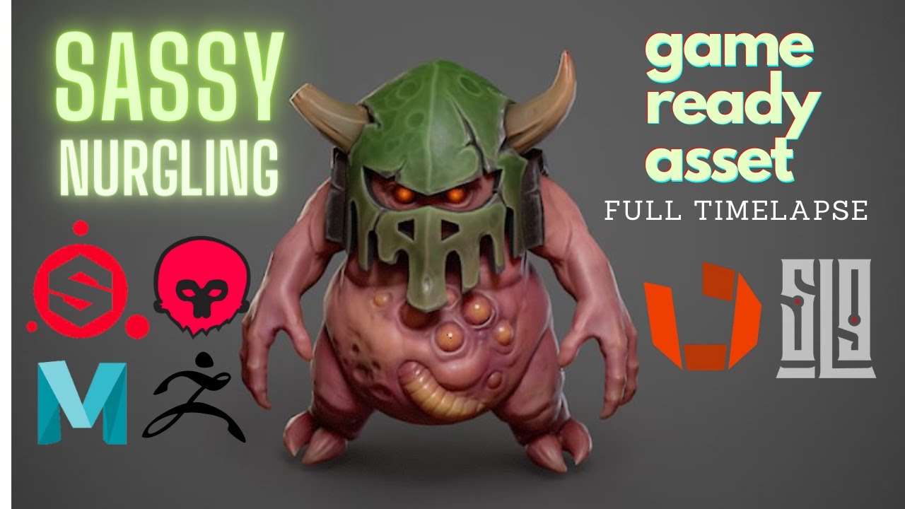 Making Sassy Nurgling game-ready model, clean time-lapse, 200% speed