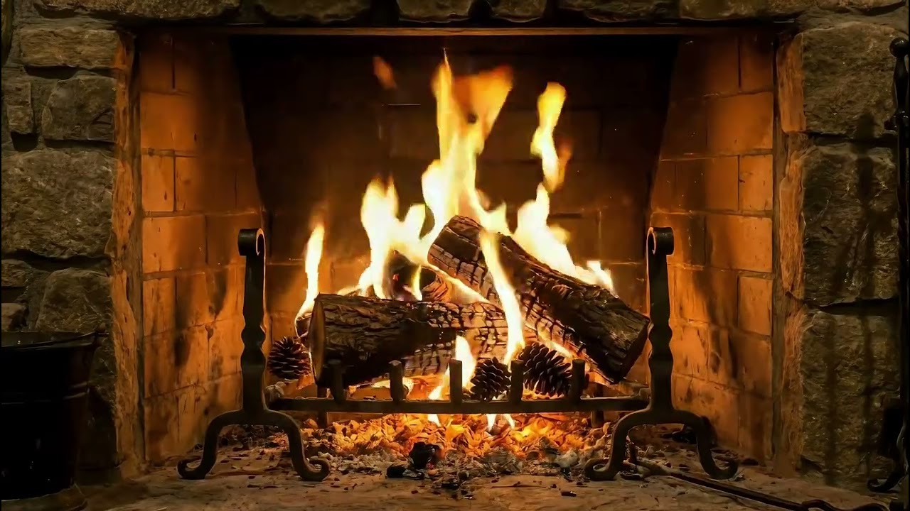 Cozy Winter Fireplace ASMR❄️Crackling Fire Warm Night Relaxing Fire Sounds Ambience Burning fire