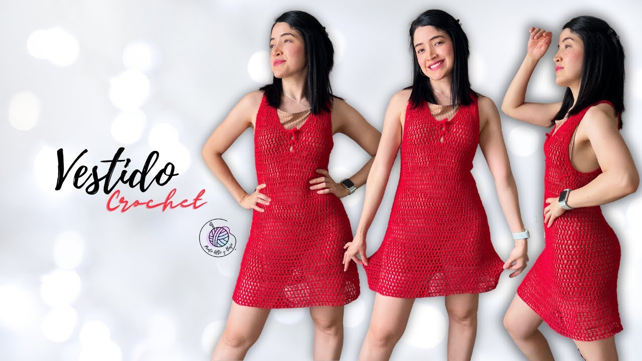 VESTIDO TEJIDO EN UNA SOLA PIEZA SIN COSTURAS / VESTIDO CASUAL A CROCHET