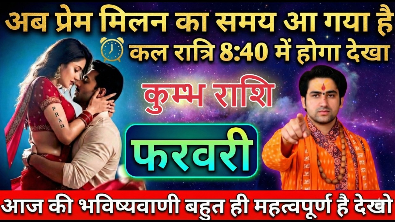 कुम्भ राशि अब प्रेम मिलन का समय आ गया है कल रात्रि 8:40 में होगा देखा kumbhrashi
