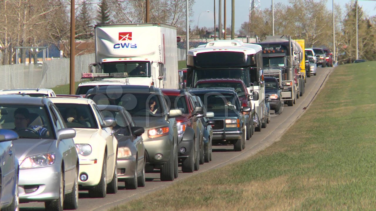Trucking, Trucks Stuck In Traffic, Gridlock. Stock Footage