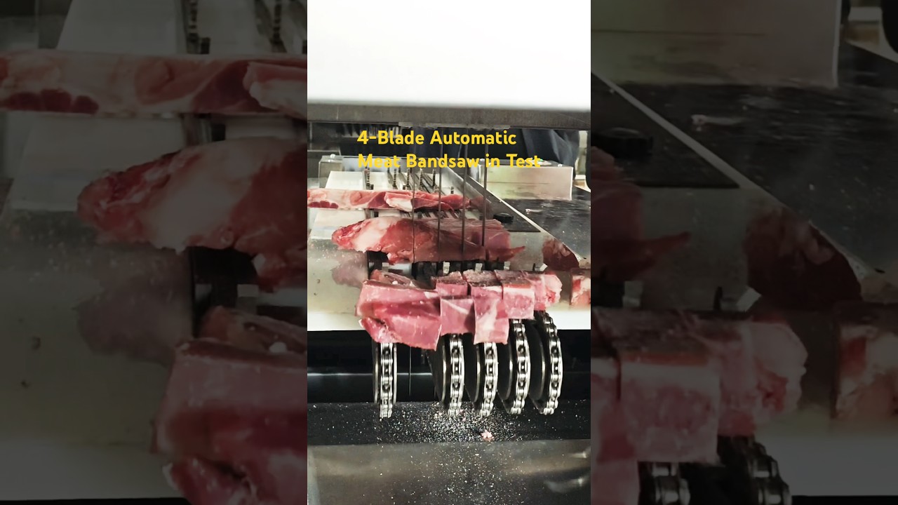 4-Blade Auto Bandsaw Machine in Test! #automatic #bandsaw #cuttingmachine #bonesaw #meatprocessing