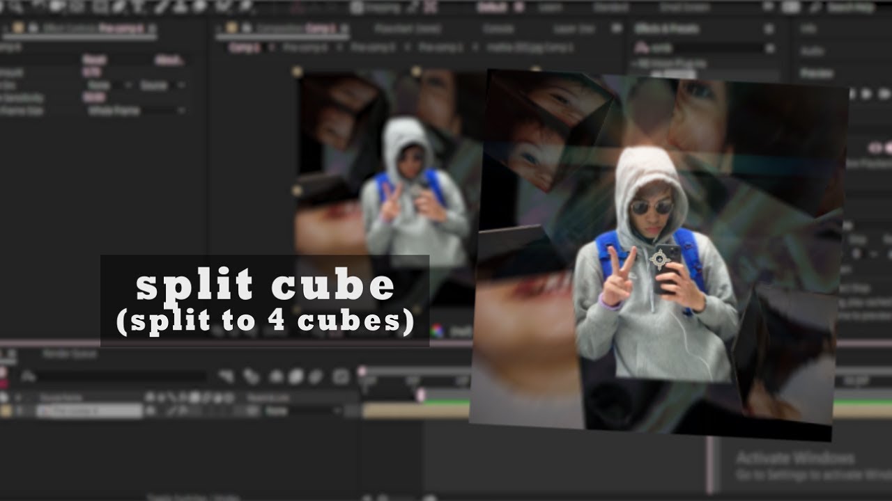 split cube (split to 4 cubes) | after effects