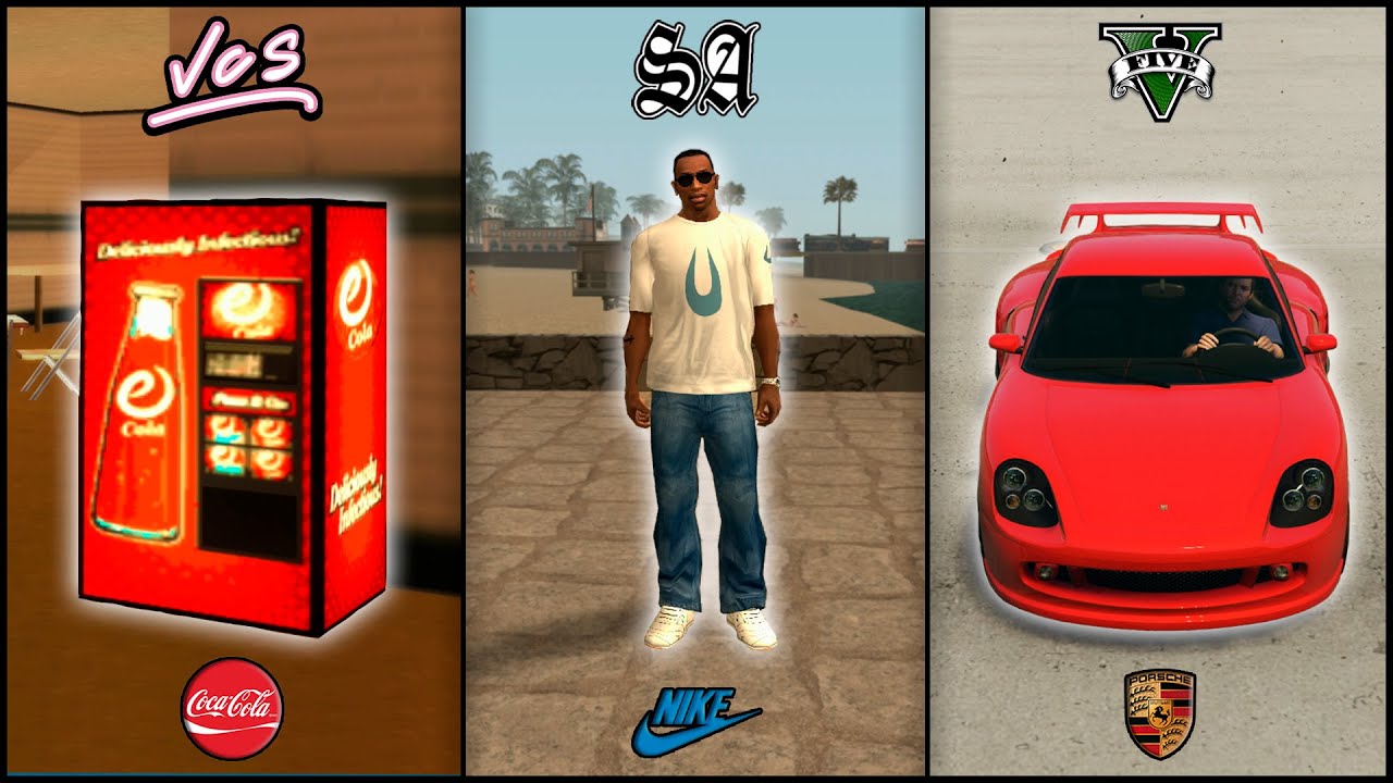 20 MARCAS DE GTA NA VIDA REAL: Coca-cola, Nike, Adidas, Porsche, Sony...