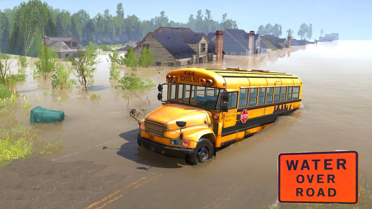 School Bus vs  Flooded City
