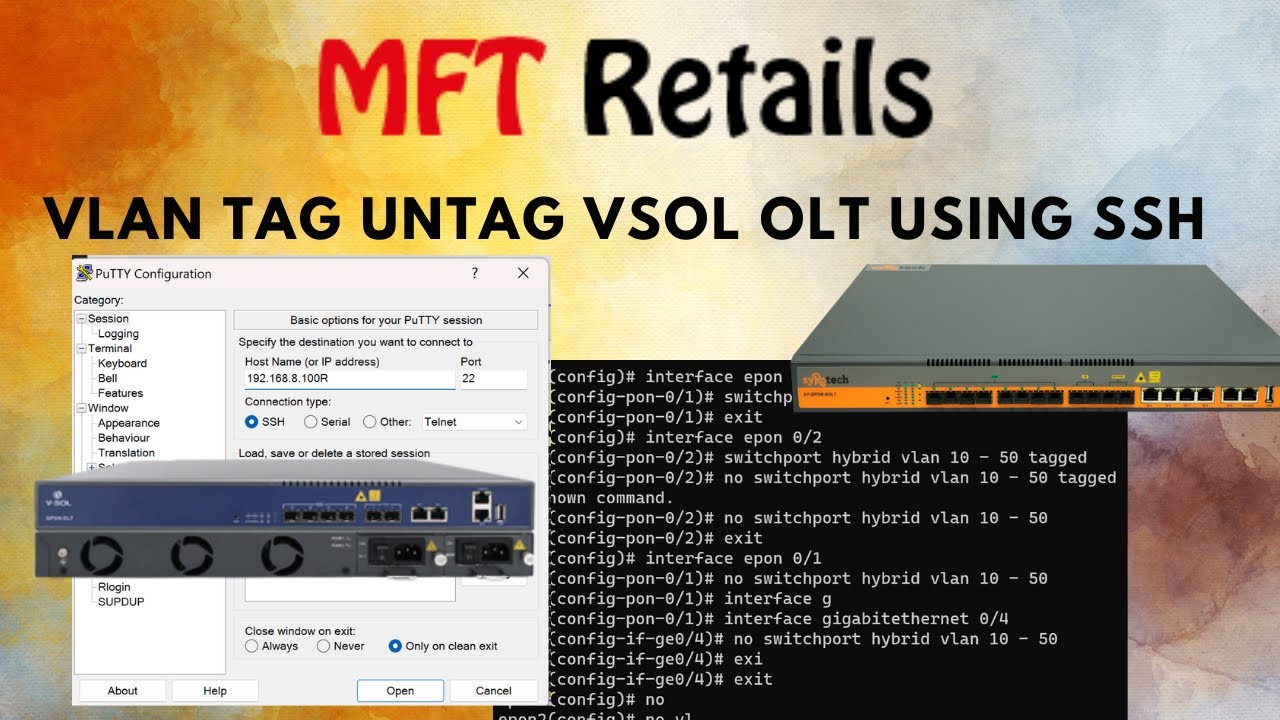 Create Multiple VLAN TAG Untag using command Line Putty - VSOL OLT 