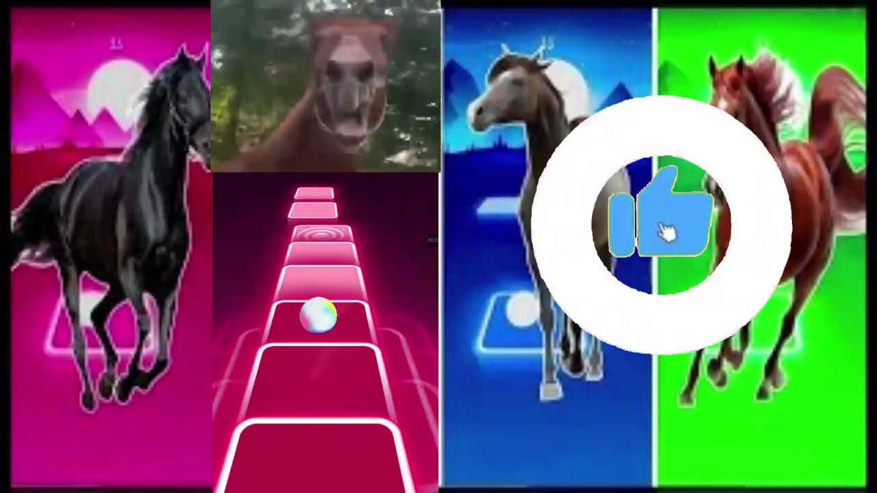Funny the Horse🐎 🆚Funny Elephant u 🆚Funny Cow🐄 Funny Bull🦏Tiles Hop EDM Rush #tileshop #coffindance