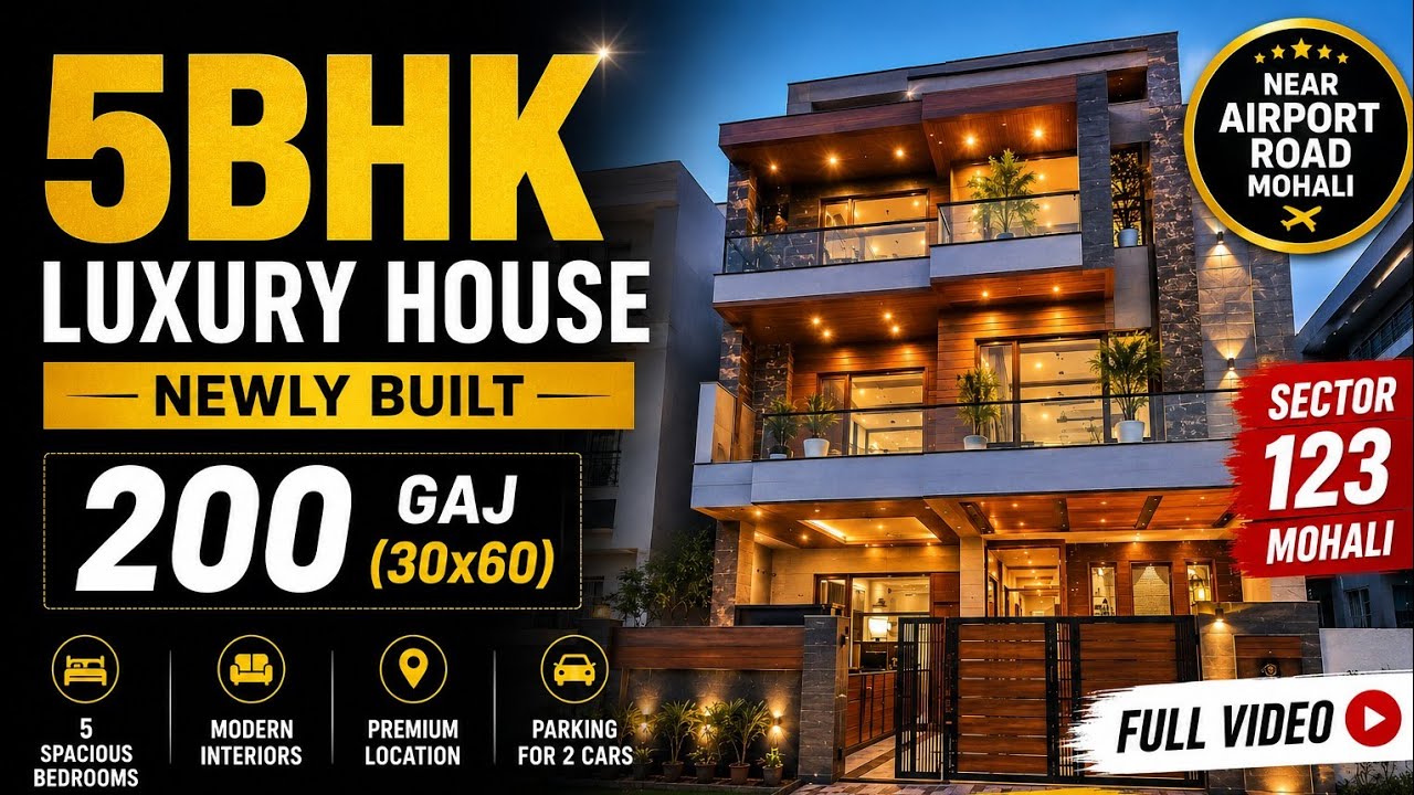 🔥Mohali Luxury House Tour 🏡 5BHK Newly Built Kothi Near Airport Road Demension  (30&times;60) #housetour 