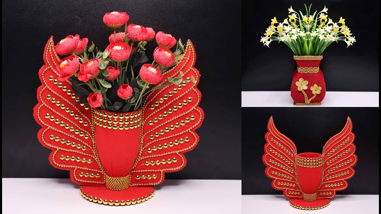 Plastic Bottle Flower Vase | Best Out Of Waste | Ide Vas Bunga dari Botol Plastik Bekas dan Kardus