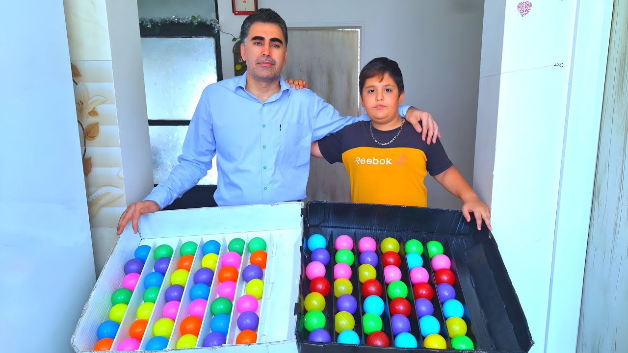 Father-Son Fun: Sorting Colorful Balls & Sharing Laughs Together !  🎮🔵🔴🟢🟡