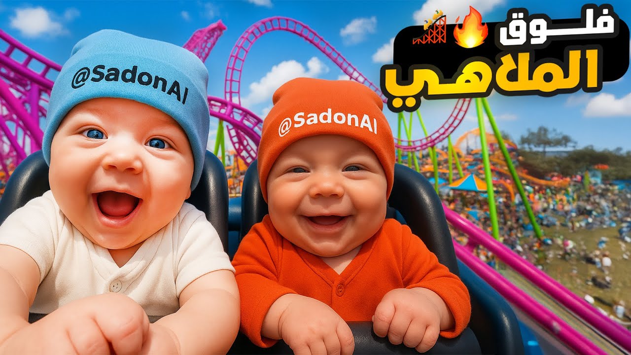 فلوق توأم الذكاء الاصطناعي في حديقة الملاهي 😂🔥🎢
