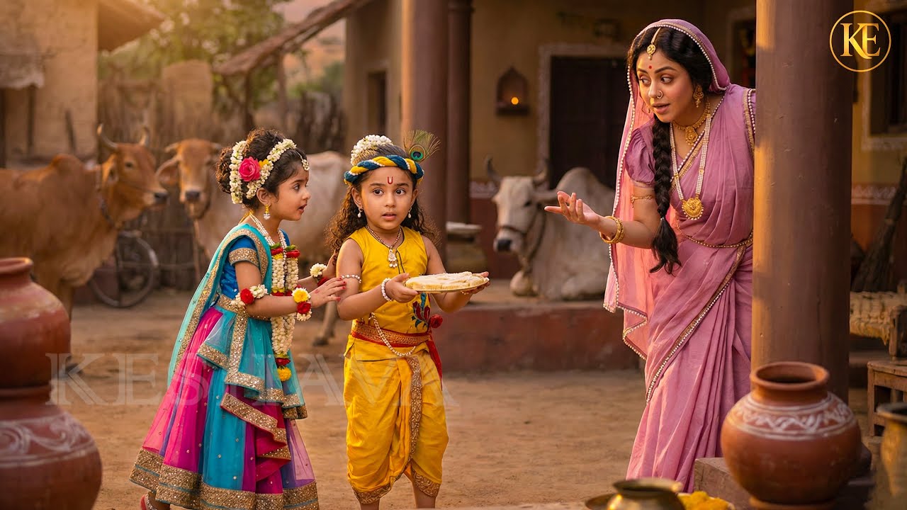 बाल लीला का सबसे प्यारा पल राधा आई छुपकर, मैया ने पकड़ लिया || Shree Krishan leela ||