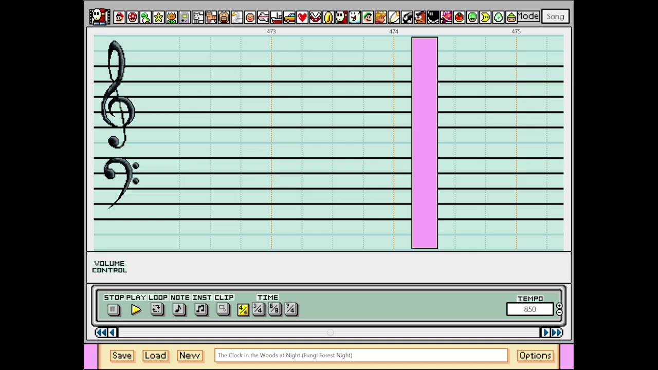 Super Mario Paint Composer - The Clock in the Woods at Night (Fungi Forest Night) from DK64