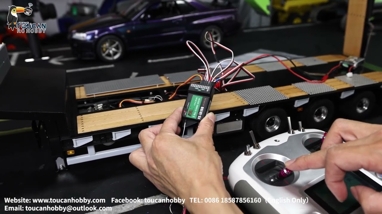 Как подключить провода к металлическому гидравлическому прицепу LESU 1/14, посмотрите, как это ра...