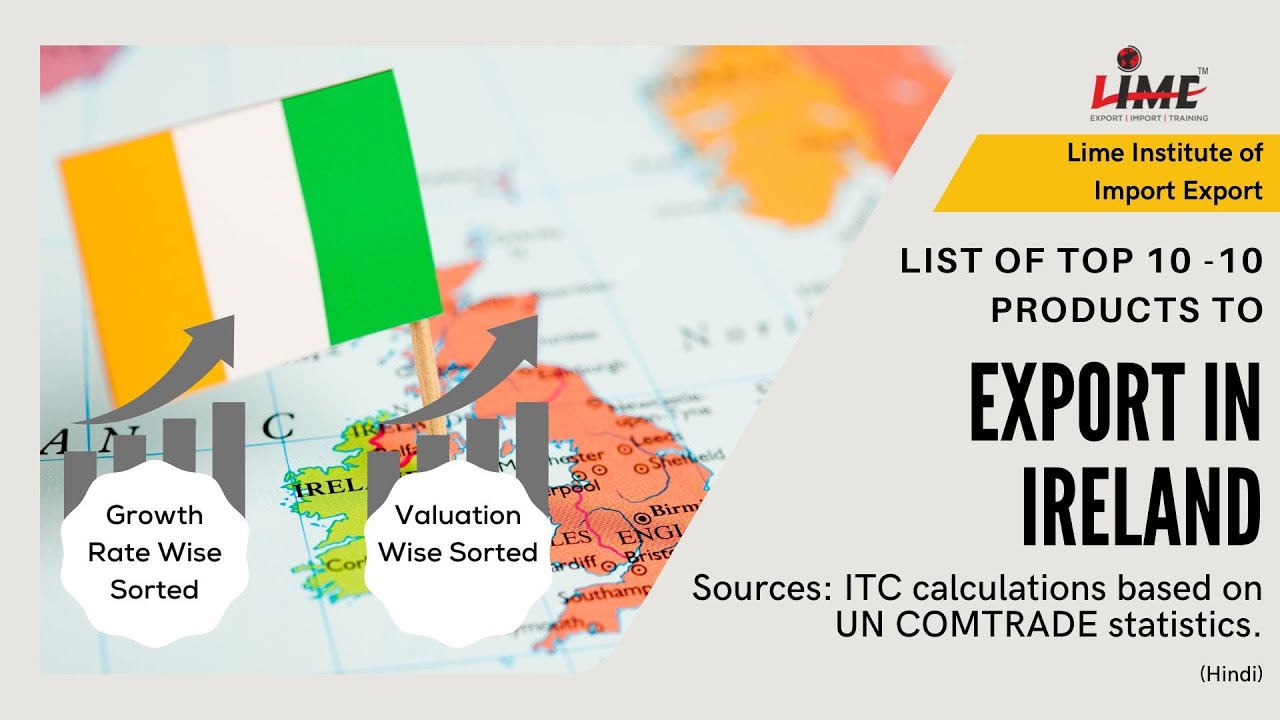 Top 10 Value and Growthwise Products to Export in Ireland from India | Best Opportunities in Exports