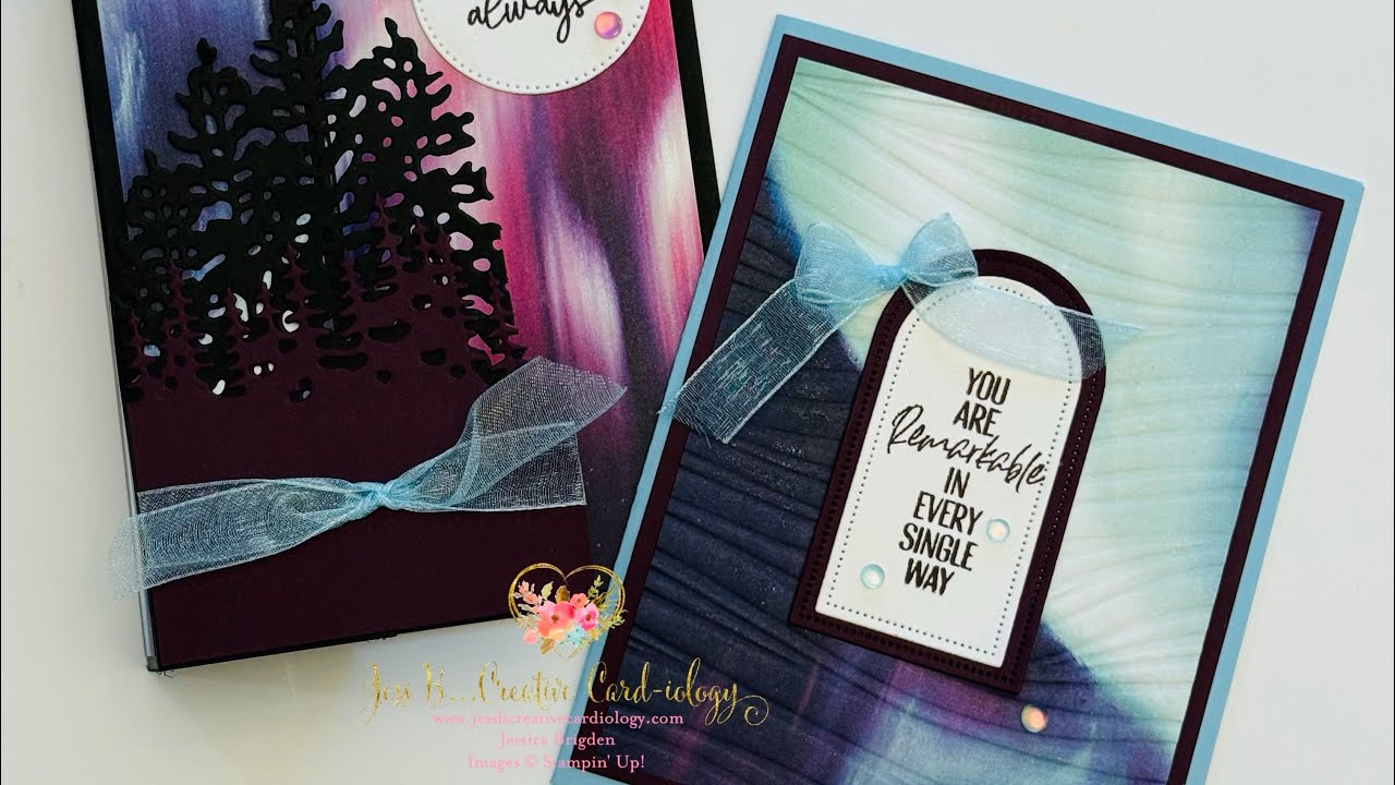 How to Make a Square Column Technique Card & Northern Lights Sky - Stampin’ Up! Lights of Aurora