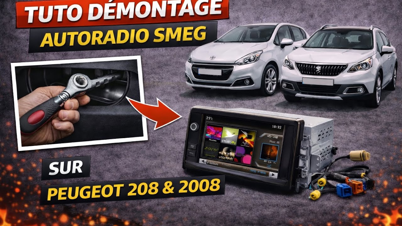 Tuto démontage autoradio SMEG Peugeot 208 / 2008