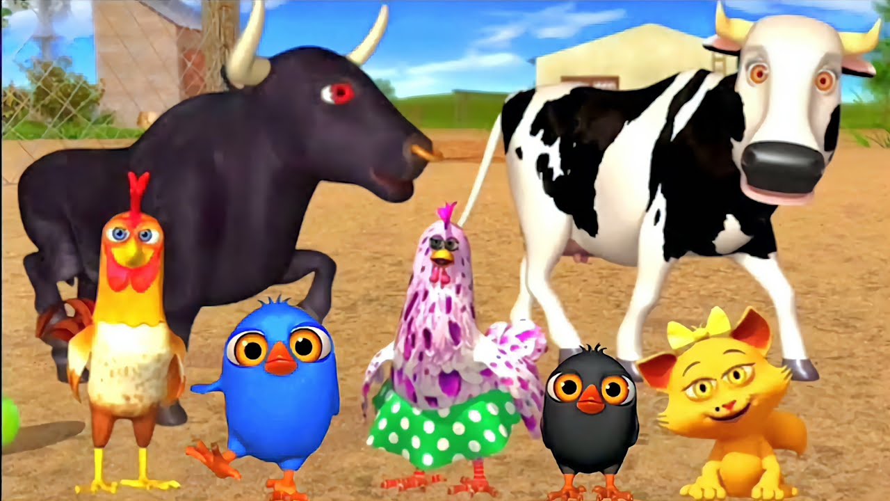 El Pollito pío 3d | El toro se congela jugando en el juegodel Toro y el Tractor 3D