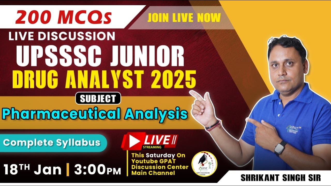 200 MCQ's UPSSSC DRUG ANALYST MCQ | PHARMACEUTICAL ANALYSIS. COMPLETE SYLLABUS #gdcclass #analysis