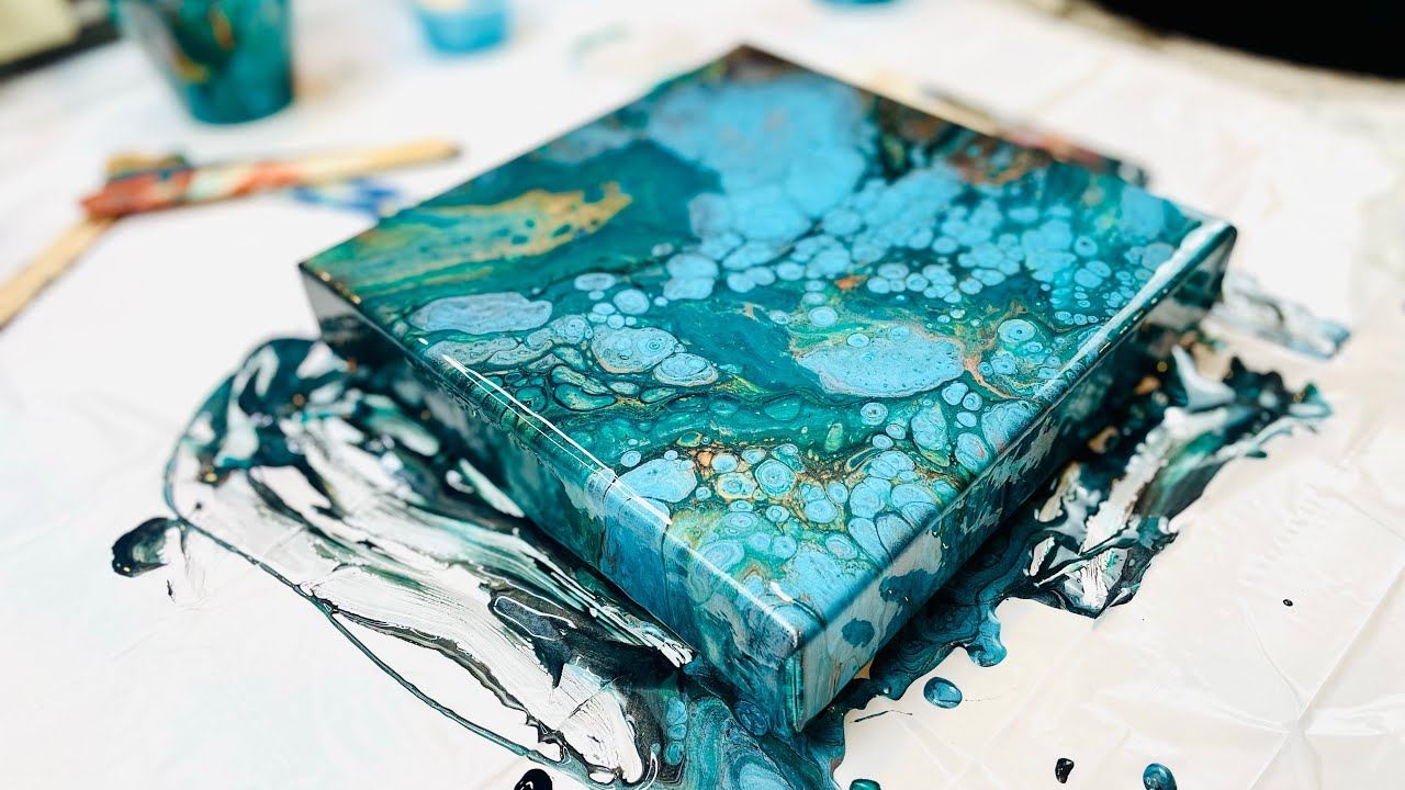 🌲 Foresty Flip Cup Acrylic Pour, Earthy Palette 🌎 Painting Live Day 29!