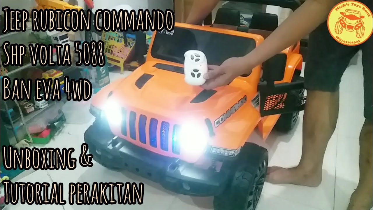 unboxing & tutorial perakitan mobil aki anak jeep rubicon commando volta 5088 eva 4WD #nickstoysrent
