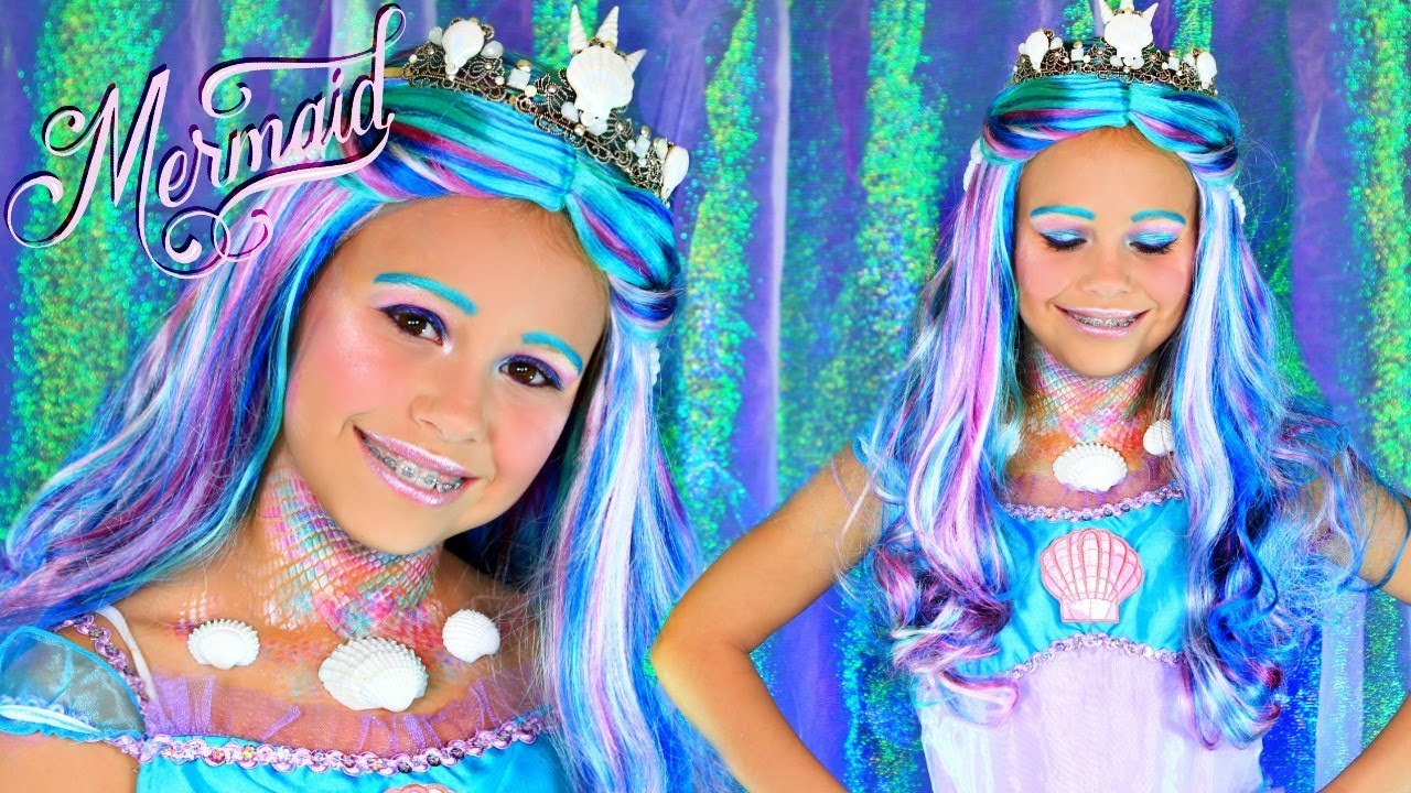 Mermaid Halloween Makeup and Costume For Kids!