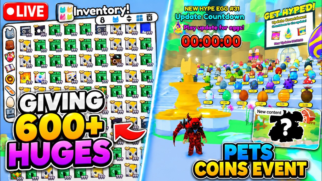 🔴 LIVE NOW🔴 Giving Away 600+ Huges to My Community! 🎁 Pet vs Coins Event | Pet Simulator 99