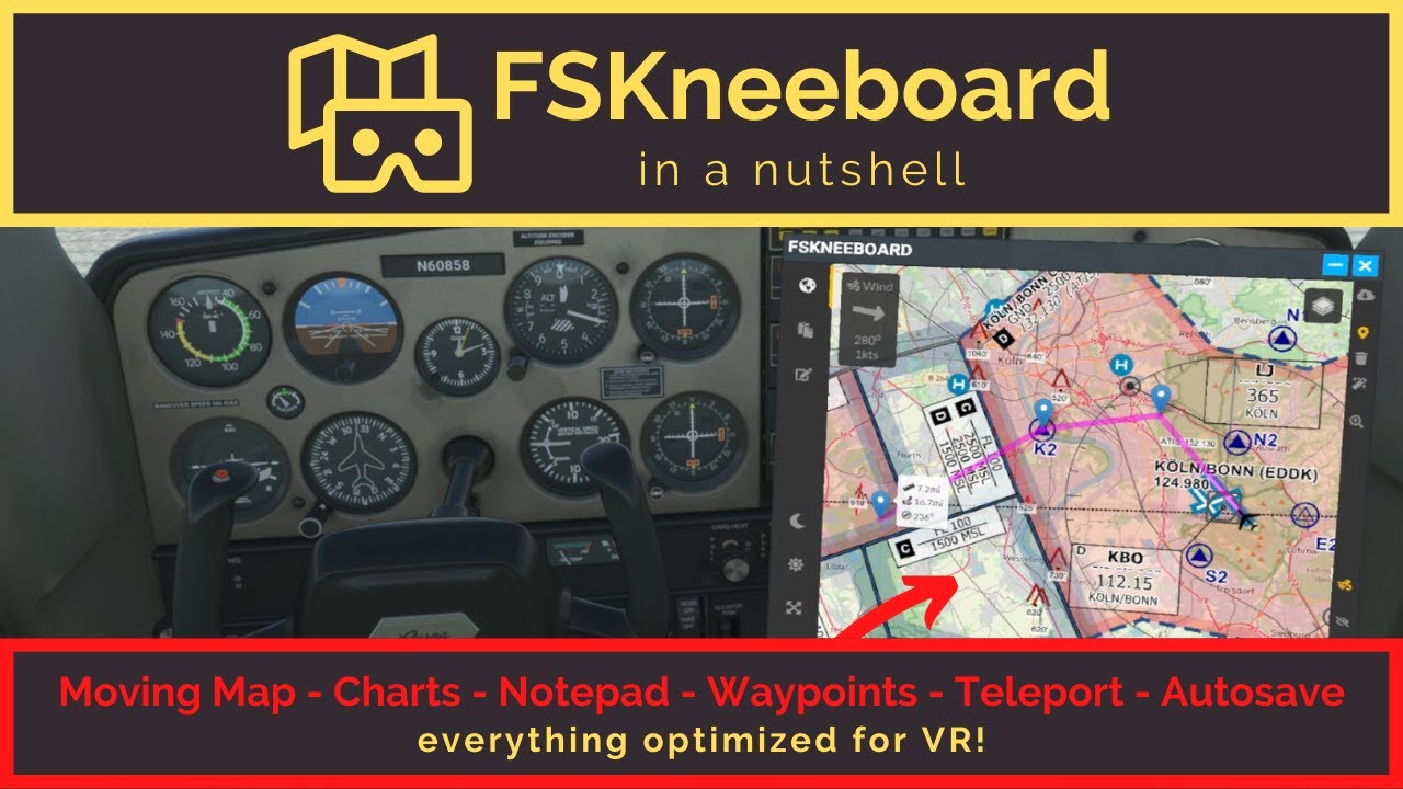 What is FSKneeboard? VR-Optimized Maps, Charts Viewer, Notepad & More For Microsoft Flight Simulator