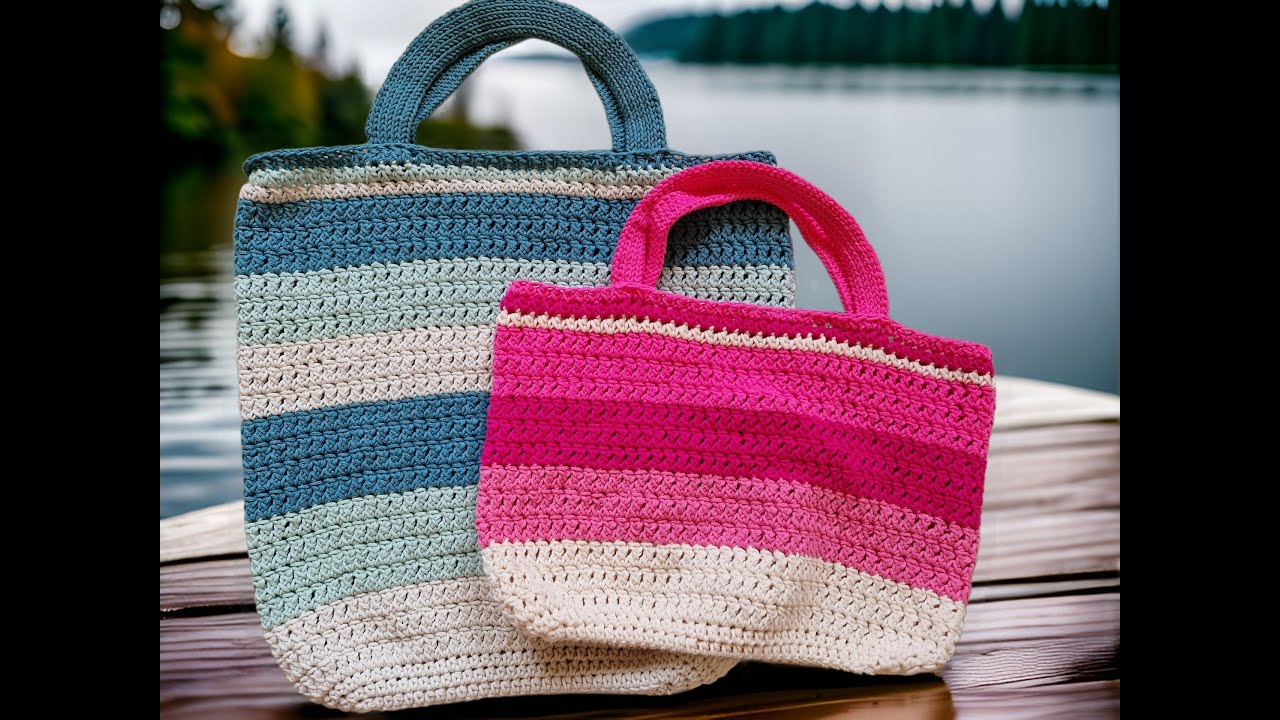 Beutel / Tasche im Sanduhrenmuster gehäkelt