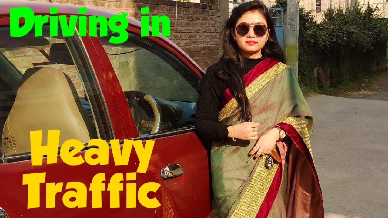 How to drive car in traffic jam | Girl driving car in heavy City Traffic, Crowded places I Tutorial