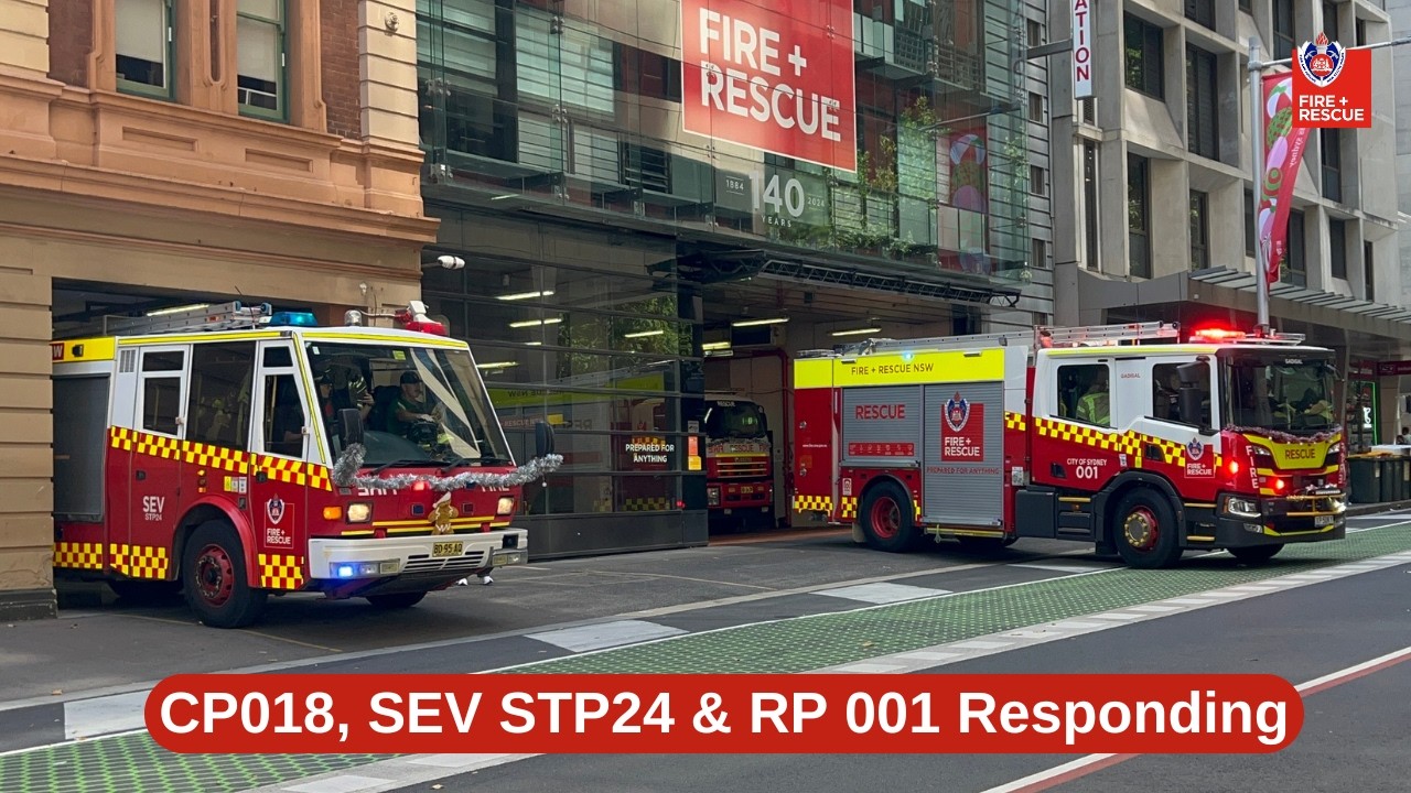 FRNSW CAFS Pump 018 (Glebe) , SEV STP24 & Rescue Pump 001 (COS) Responding
