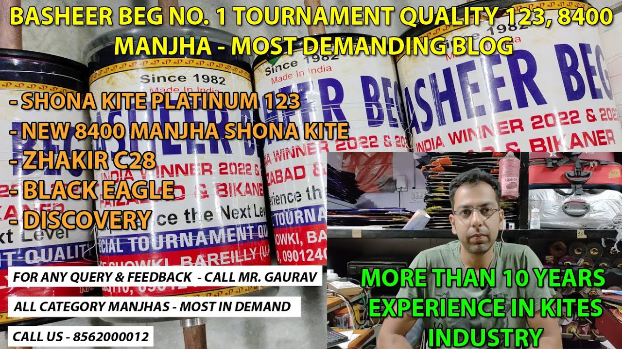 Basheer Beg No.1 on 123, 8400 Manjha Overview #kites #manjha #shonakites #kiteflying #viral