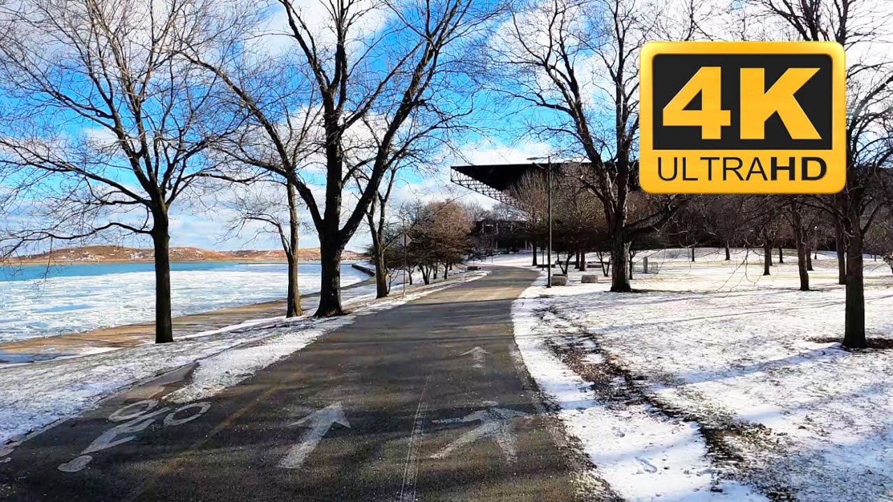 Chicago Winter Lakefront Trail Bike Ride | Burnham Harbor to Oakwood Beach [4K]