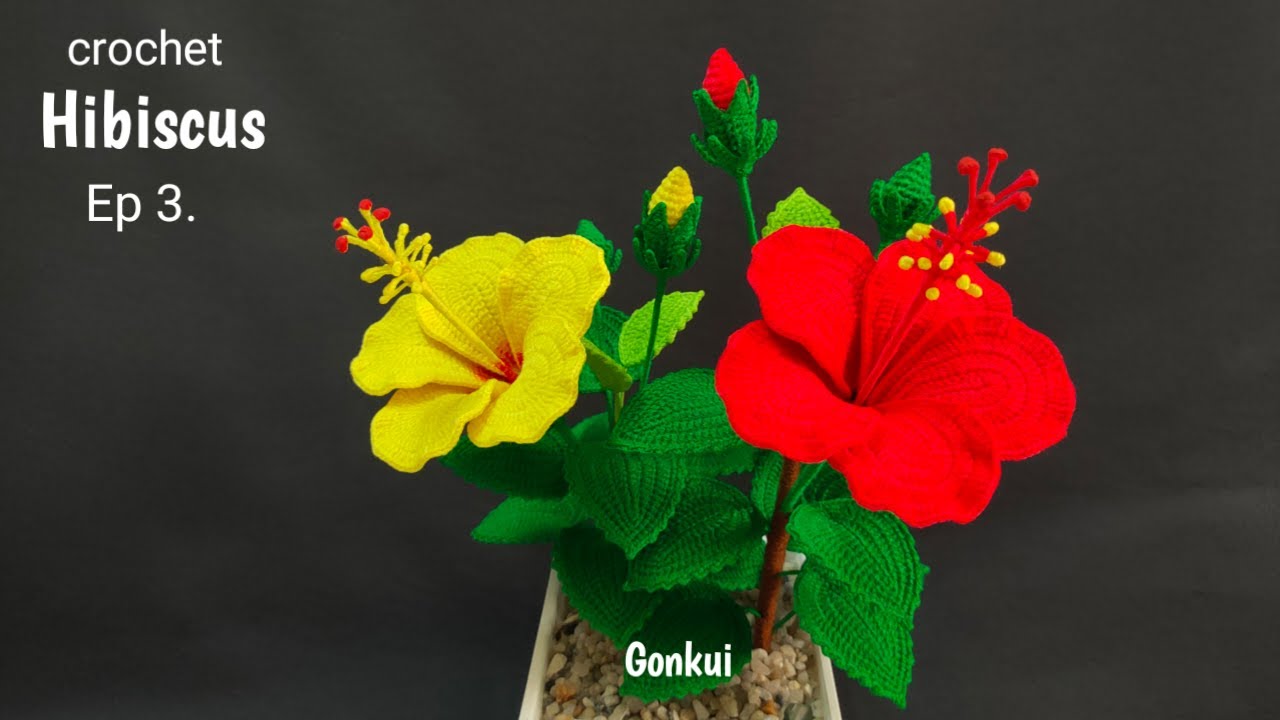 Ep3. Leaves 🌿 Crochet Hibiscus flower Tutorial step by step #crochetflower #crochet