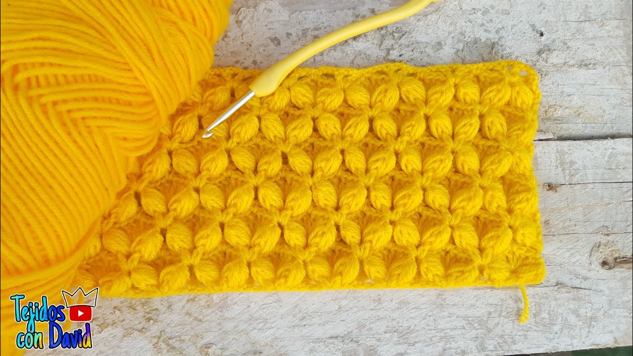 Punto fantasía con puntos puff a crochet