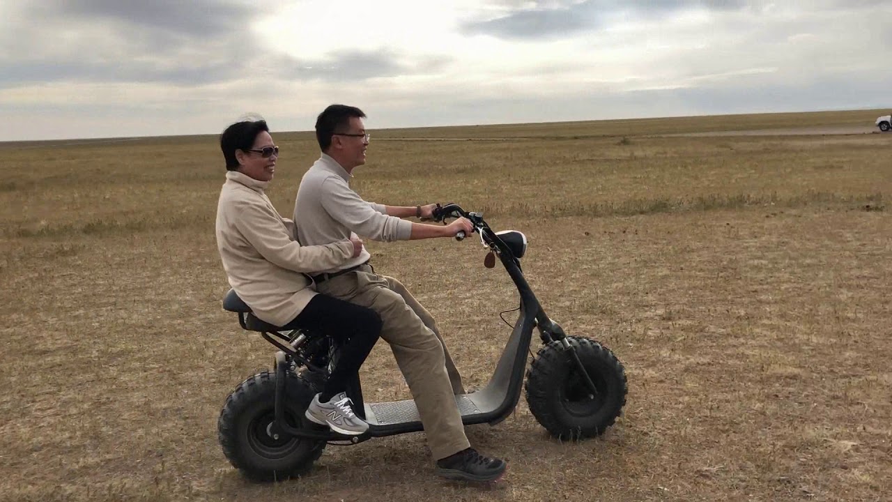 Riding e-bike at Three Camel Lodge