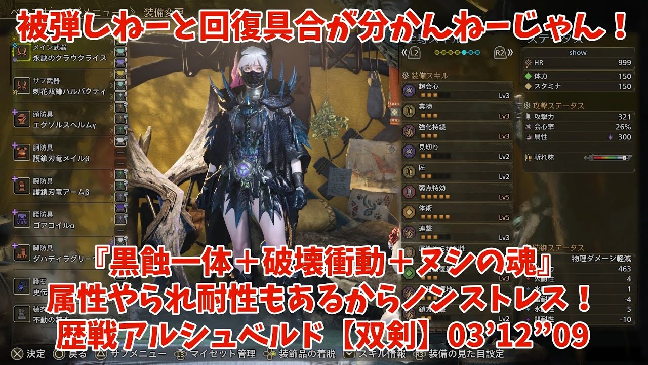 鎖刃刺撃が傷を付ける！破壊すれば回復できる！『破壊衝動』を楽しめる装備がここにある！歴戦アルシュベルド【双剣】03'12