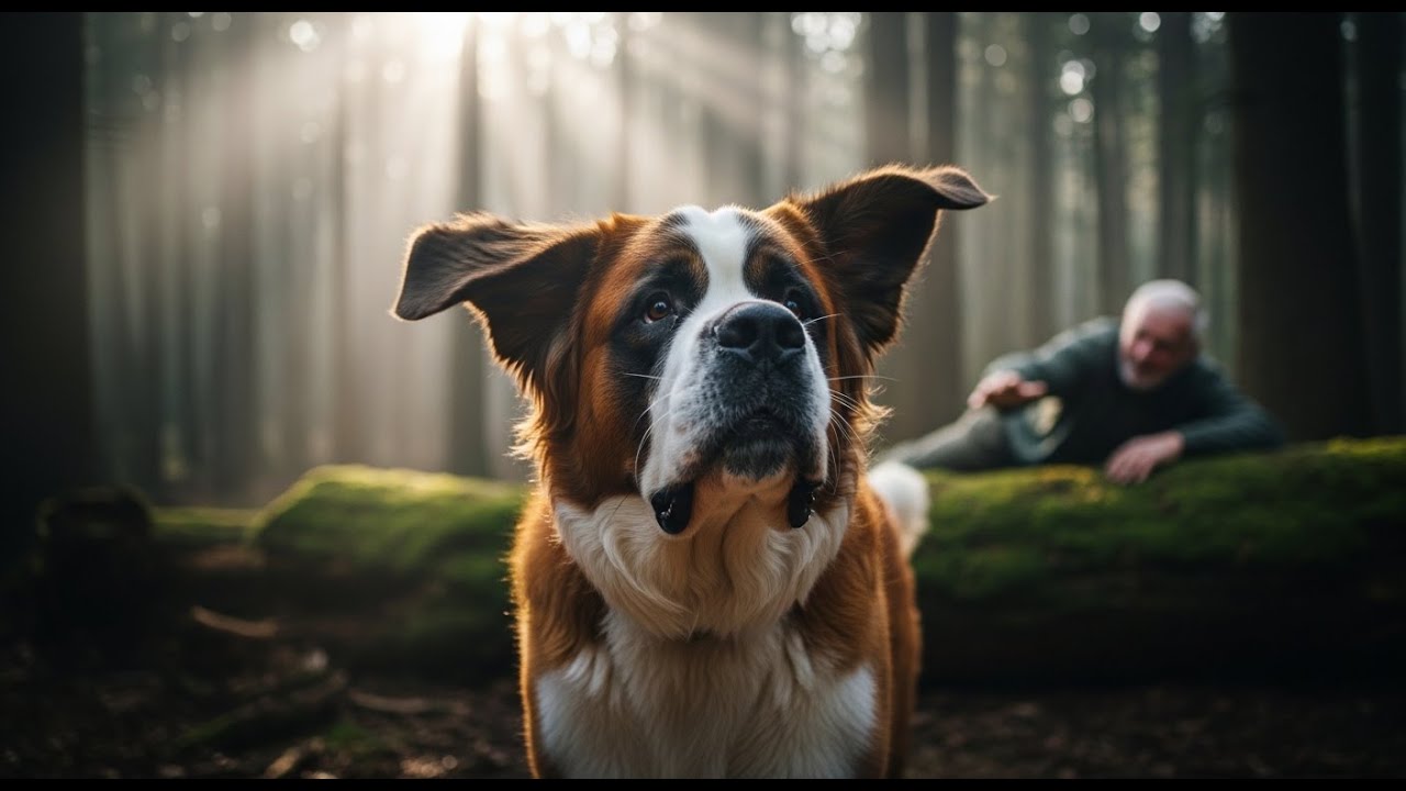 a saint bernard heard an old mans cry for help in the forest