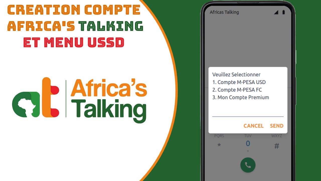 Clone menu USSD du mobile money M-PESA de la RDC :  création compte africastalking et MENU USSD