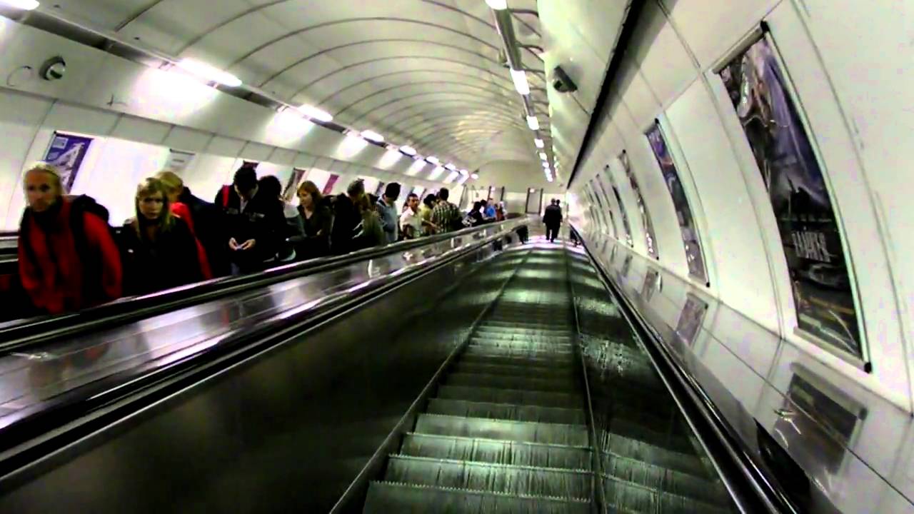The longest escalator in Europe, Náměstí Míru metro station, Prague, Czech Republic