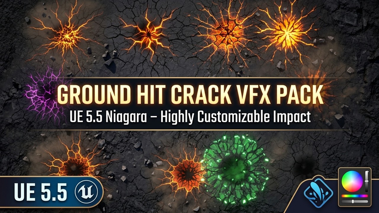 Ground Hit Crack VFX Pack – UE 5.5 Niagara