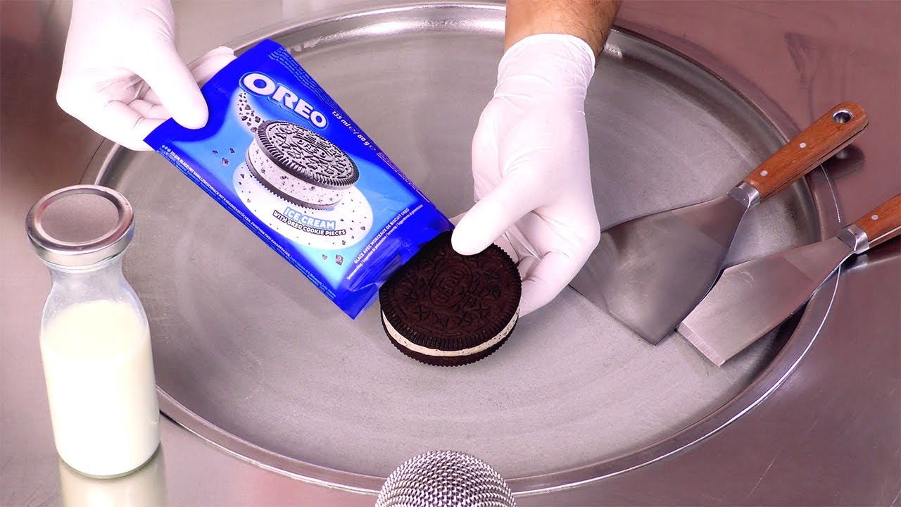 Я превращаю гигантский сэндвич с мороженым OREO в роллы с мороженым! (-30°С) | Не разговаривать АСМР